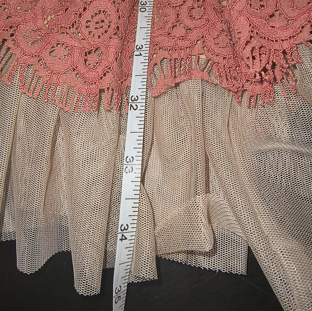 Francesca's V-Neck Low Back Dusty Rose Pink Lace Tulle Dress Size Small - Picture 16 of 16
